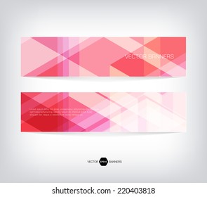 Vector banners collection with abstract red hi-tech backgrounds. Modern transparent design. Business templates.