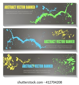 Vector banners with colored spots. Abstract background for your design and advertising. Neon colors on a dark background. Splashes of  ink. Vector design