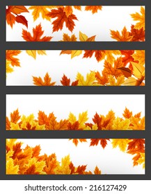 Vector banners with colorful autumn leaves. Eps-10.