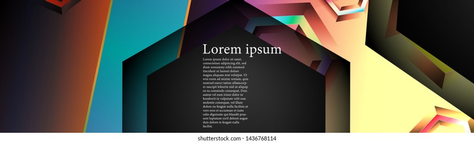Vector banners with colorful hexagon backgrounds. suitable for any background. black blank space for your text