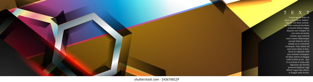 Vector banners with colorful hexagon backgrounds. suitable for any background. black blank space for your text