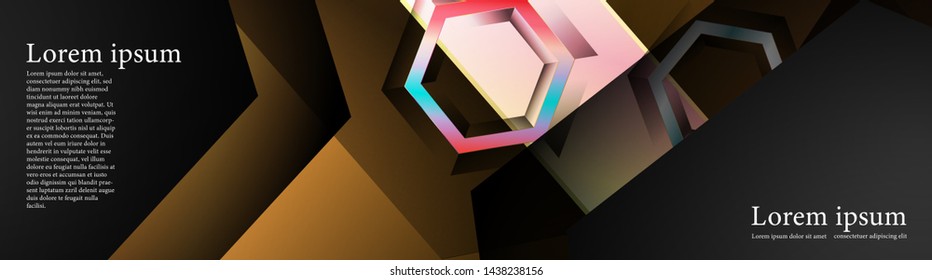 Vector banners with colorful hexagon backgrounds. suitable for any background. black blank space for your text