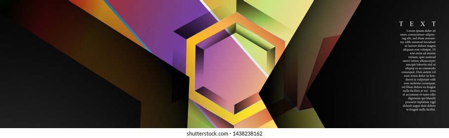Vector banners with colorful hexagon backgrounds. suitable for any background. black blank space for your text