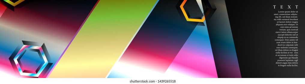 Vector banners with colorful hexagon backgrounds. suitable for any background. black blank space for your text