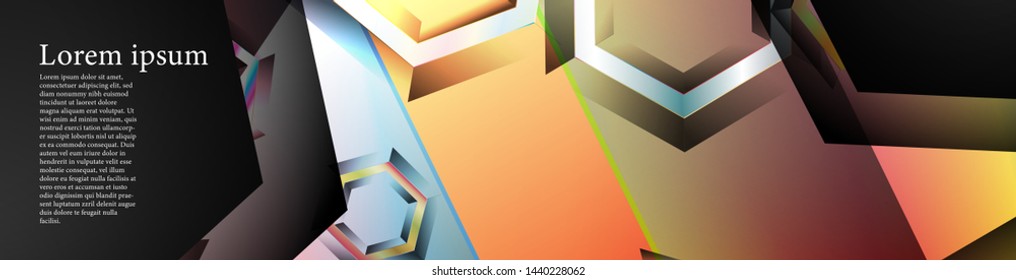 Vector banners with colorful hexagon backgrounds. suitable for any background. black blank space for your text