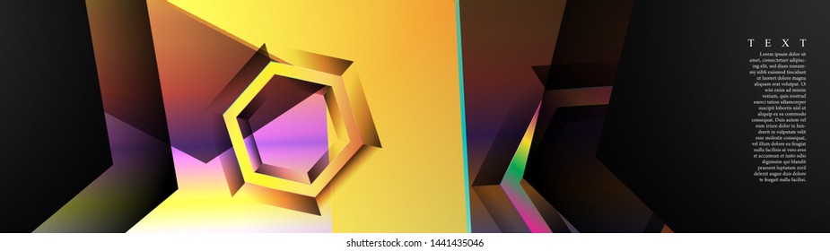 Vector banners with colorful hexagon backgrounds. suitable for any background. black blank space for your text