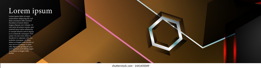 Vector banners with colorful hexagon backgrounds. suitable for any background. black blank space for your text
