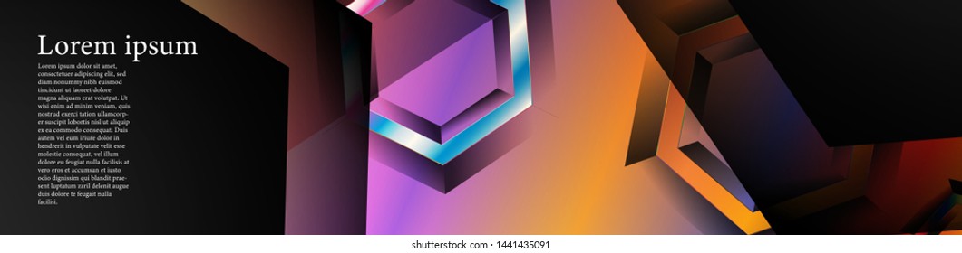 Vector banners with colorful hexagon backgrounds. suitable for any background. black blank space for your text