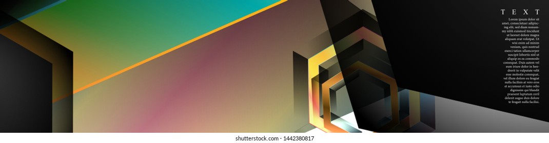 Vector banners with colorful hexagon backgrounds. suitable for any background. black blank space for your text