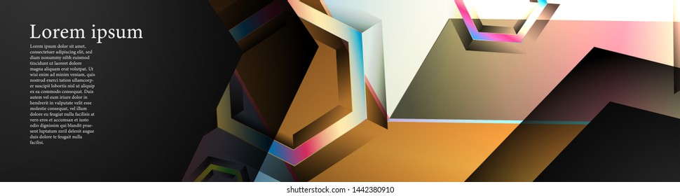 Vector banners with colorful hexagon backgrounds. suitable for any background. black blank space for your text