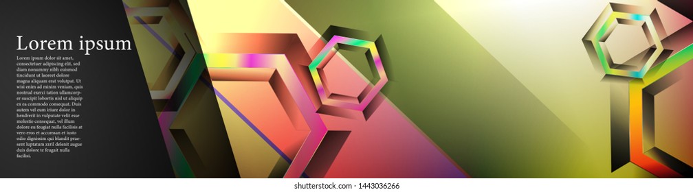 Vector banners with colorful hexagon backgrounds. suitable for any background. black blank space for your text