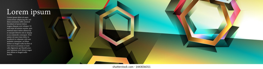 Vector banners with colorful hexagon backgrounds. suitable for any background. black blank space for your text