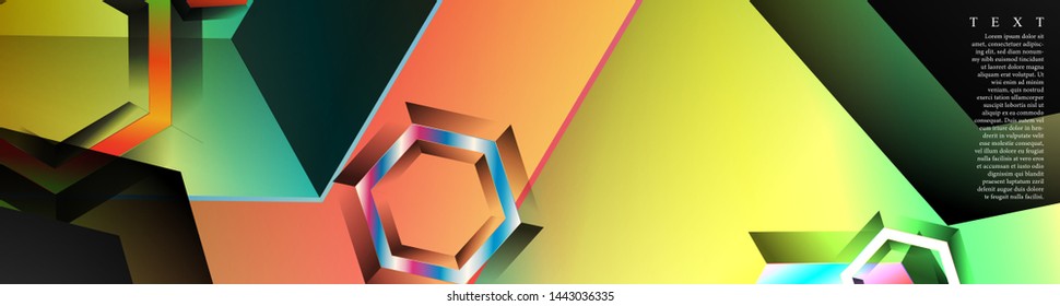 Vector banners with colorful hexagon backgrounds. suitable for any background. black blank space for your text
