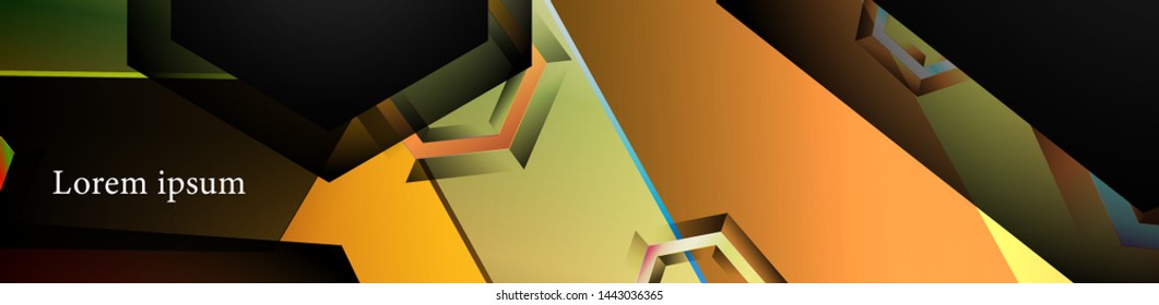 Vector banners with colorful hexagon backgrounds. suitable for any background. black blank space for your text