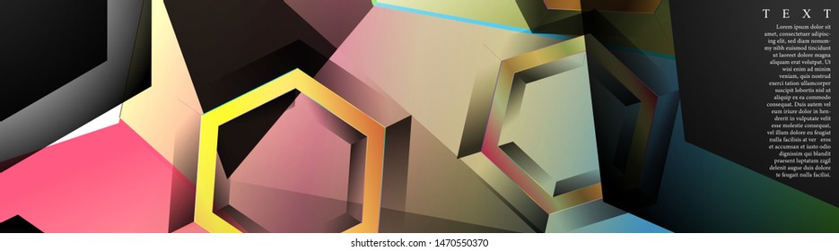 Vector banners with colorful hexagon backgrounds. suitable for any background. black blank space for your text