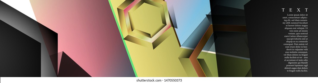 Vector banners with colorful hexagon backgrounds. suitable for any background. black blank space for your text
