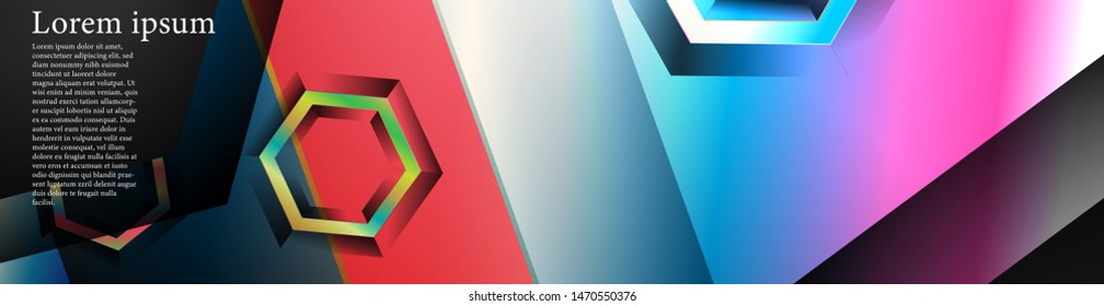 Vector banners with colorful hexagon backgrounds. suitable for any background. black blank space for your text