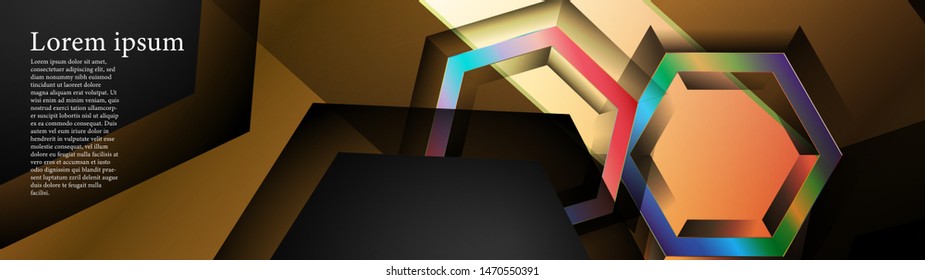 Vector banners with colorful hexagon backgrounds. suitable for any background. black blank space for your text