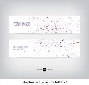 Vector banners with colorful paint splatter on white background