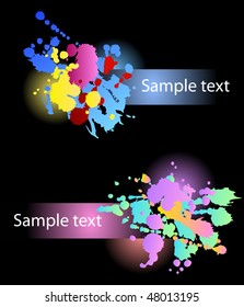 Pancartas vectoriales con salpicaduras de colores