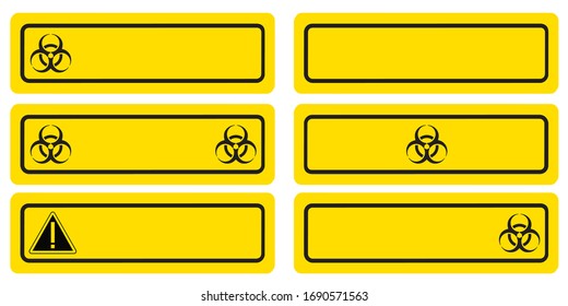 Vector banners of COVID-19 infection set. Exclamation mark, biohazard and signs. Vector.