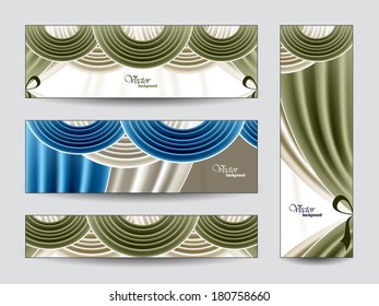 Vector Banners with Curtains. Abstract Backgrounds.