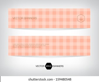 Vector banners with cute pale pink checkered background