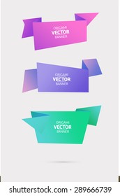 Vector banners for design. origami banners set.