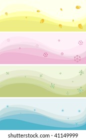 Vector banners of different colours on a theme of seasons