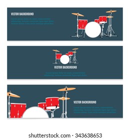 vector banners of drum set