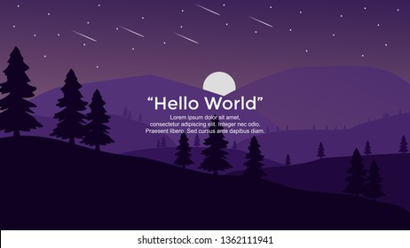 Vector banners with forest and hills landscape illustration