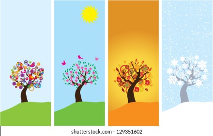 Vector Banners Four Season Trees Easter Stock Vector (Royalty Free ...