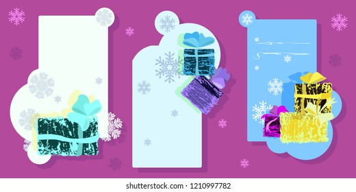 vector banners with gifts and snowflakes, Christmas theme