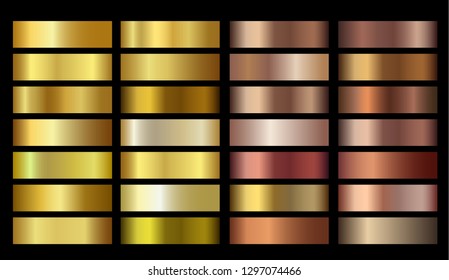 Vector Banners with gold and bronze gradient texture backgrounds. Website headers. Vector golden and beige mesh design for your banners, headers, footers, flyers, cards, posters, report etc. EPS10