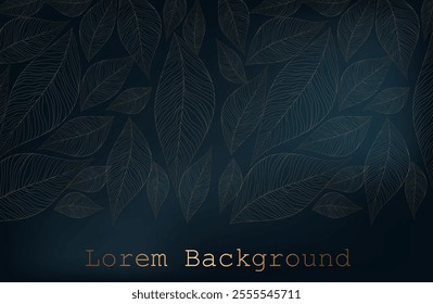 Vector banners with gold  leaves on a dark background. Exotic wallpaper. vector illustration. Luxury items.