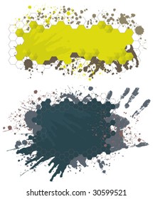 Vector banners with grunge and paint splash design elements