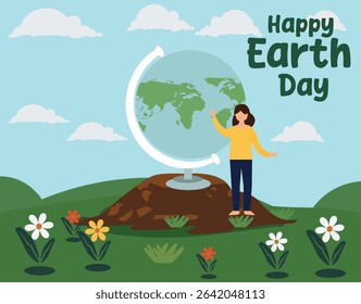 vector banners for Happy Earth Day. Features globes, trees, planting and recycle symbols. Ideal for web graphics promoting environmental conservation and awareness.