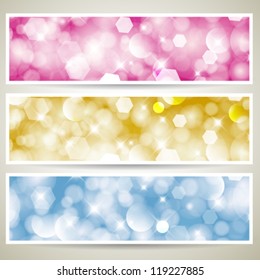 Vector banners, headers abstract lights.