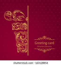 Vector banners with illustration of present box. Design elements of ornamental style