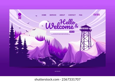 Vector banners landscape illustration, digital banner, Website template, dynamic forms backdrop vector minimal graphic design
