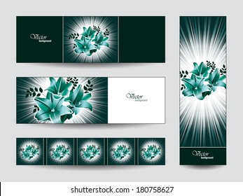 Vector Banners with Lily Flowers. Abstract Backgrounds.