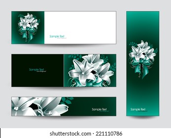 Vector Banners. Lily Flowers Theme.
