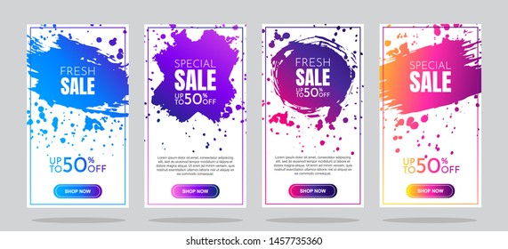 Vector banners. Modern art design. Element for design business cards, invitations, gift cards, flyers and brochures. Gradient brush. Sale banner template. Splash of colors