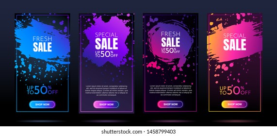 Vector banners. Modern art design. Element for design business cards, invitations, gift cards, flyers and brochures. Gradient brush. Sale banner template. Splash of colors