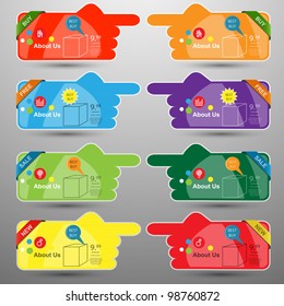 Vector banners with navigation hand