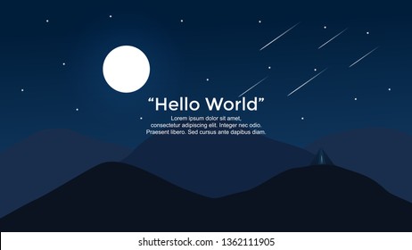 Vector banners with night landscape illustration