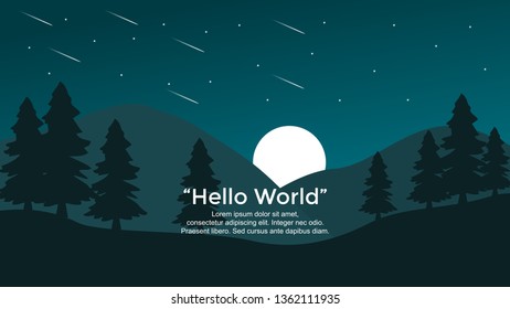 Vector banners with night landscape illustration