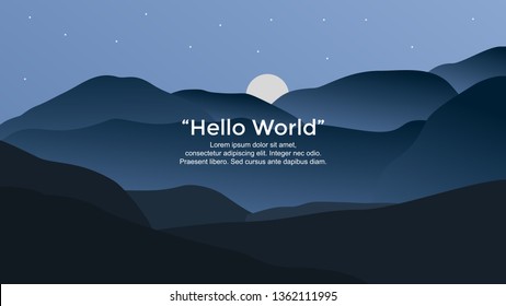 Vector banners with night landscape illustration