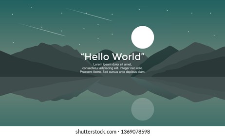Vector banners with night sky and moon landscape illustration