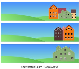 vector banners with norvegian houses